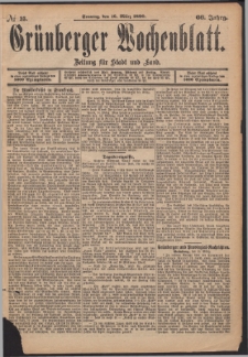 Gr&uuml;nberger Wochenblatt: Zeitung f&uuml;r Stadt und Land, No. 33. (16. M&auml;rz 1890)
