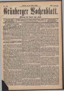 Gr&uuml;nberger Wochenblatt: Zeitung f&uuml;r Stadt und Land, No. 35. (21. M&auml;rz 1890)