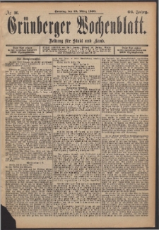 Gr&uuml;nberger Wochenblatt: Zeitung f&uuml;r Stadt und Land, No. 36. (23. M&auml;rz 1890)
