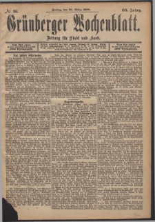 Gr&uuml;nberger Wochenblatt: Zeitung f&uuml;r Stadt und Land, No. 38. (28. M&auml;rz 1890)