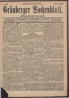 Gr&uuml;nberger Wochenblatt: Zeitung f&uuml;r Stadt und Land, No. 39. (30. M&auml;rz 1890)