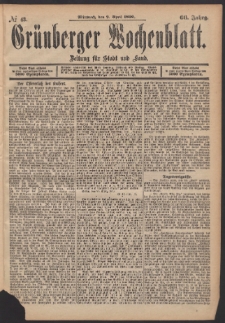 Grünberger Wochenblatt: Zeitung für Stadt und Land, No. 43. (9. April 1890)