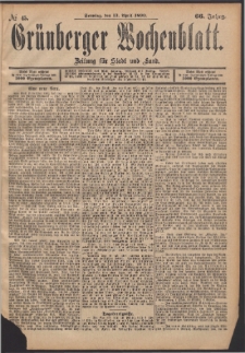 Gr&uuml;nberger Wochenblatt: Zeitung f&uuml;r Stadt und Land, No. 45. (13. April 1890)