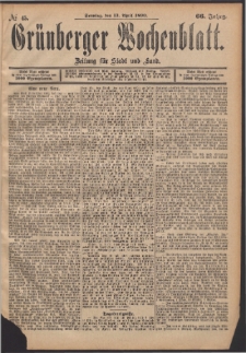 Grünberger Wochenblatt: Zeitung für Stadt und Land, No. 45. (13. April 1890)