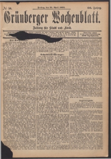 Gr&uuml;nberger Wochenblatt: Zeitung f&uuml;r Stadt und Land, No. 50. (25. April 1890)