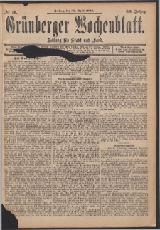 Grünberger Wochenblatt: Zeitung für Stadt und Land, No. 50. (25. April 1890)