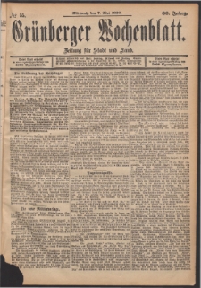 Gr&uuml;nberger Wochenblatt: Zeitung f&uuml;r Stadt und Land, No. 55. (7. Mai 1890)
