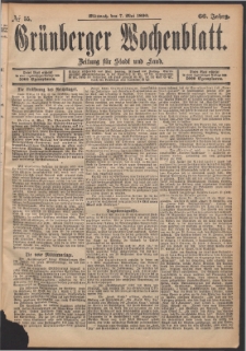 Grünberger Wochenblatt: Zeitung für Stadt und Land, No. 55. (7. Mai 1890)