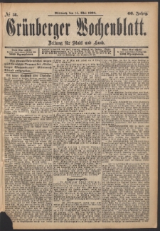 Gr&uuml;nberger Wochenblatt: Zeitung f&uuml;r Stadt und Land, No. 58. (14. Mai 1890)