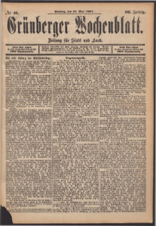 Gr&uuml;nberger Wochenblatt: Zeitung f&uuml;r Stadt und Land, No. 60. (18. Mai 1890)