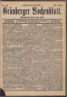 Grünberger Wochenblatt: Zeitung für Stadt und Land, No. 60. (18. Mai 1890)