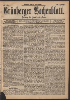 Gr&uuml;nberger Wochenblatt: Zeitung f&uuml;r Stadt und Land, No. 63. (25. Mai 1890)