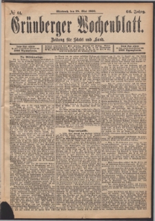 Gr&uuml;nberger Wochenblatt: Zeitung f&uuml;r Stadt und Land, No. 64. (28. Mai 1890)