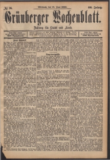 Gr&uuml;nberger Wochenblatt: Zeitung f&uuml;r Stadt und Land, No. 76. (25. Juni 1890)