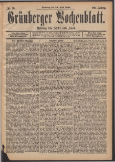 Gr&uuml;nberger Wochenblatt: Zeitung f&uuml;r Stadt und Land, No. 78. (29. Juni 1890)