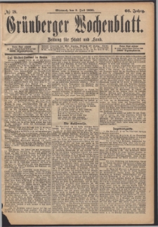 Gr&uuml;nberger Wochenblatt: Zeitung f&uuml;r Stadt und Land, No. 79. (2. Juli 1890)