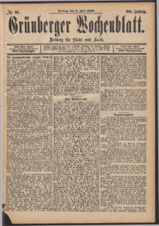 Gr&uuml;nberger Wochenblatt: Zeitung f&uuml;r Stadt und Land, No. 80. (4. Juli 1890)