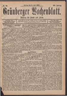 Gr&uuml;nberger Wochenblatt: Zeitung f&uuml;r Stadt und Land, No. 83. (11. Juli 1890)