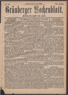 Gr&uuml;nberger Wochenblatt: Zeitung f&uuml;r Stadt und Land, No. 84. (13. Juli 1890)