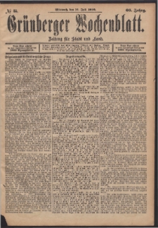 Grünberger Wochenblatt: Zeitung für Stadt und Land, No. 85. (16. Juli 1890)