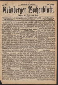 Gr&uuml;nberger Wochenblatt: Zeitung f&uuml;r Stadt und Land, No. 86. (18. Juli 1890)