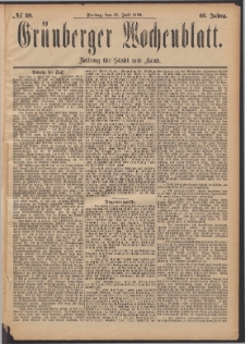 Gr&uuml;nberger Wochenblatt: Zeitung f&uuml;r Stadt und Land, No. 89. (25. Juli 1890)