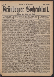Gr&uuml;nberger Wochenblatt: Zeitung f&uuml;r Stadt und Land, No. 90. (27. Juli 1890)