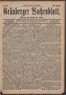 Grünberger Wochenblatt: Zeitung für Stadt und Land, No. 90. (27. Juli 1890)