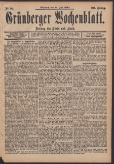 Gr&uuml;nberger Wochenblatt: Zeitung f&uuml;r Stadt und Land, No. 91. (30. Juli 1890)