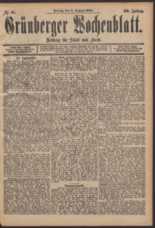 Gr&uuml;nberger Wochenblatt: Zeitung f&uuml;r Stadt und Land, No. 95. (8. August 1890)