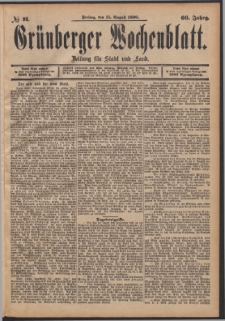 Grünberger Wochenblatt: Zeitung für Stadt und Land, No. 98. (15. August 1890)