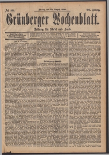 Gr&uuml;nberger Wochenblatt: Zeitung f&uuml;r Stadt und Land, No. 104. (29. August 1890)