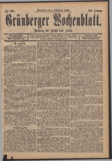 Grünberger Wochenblatt: Zeitung für Stadt und Land, No. 106. (3. September 1890)