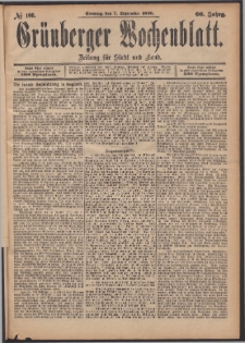 Gr&uuml;nberger Wochenblatt: Zeitung f&uuml;r Stadt und Land, No. 108. (7. September 1890)