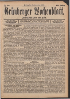 Gr&uuml;nberger Wochenblatt: Zeitung f&uuml;r Stadt und Land, No. 116. (26. September 1890)