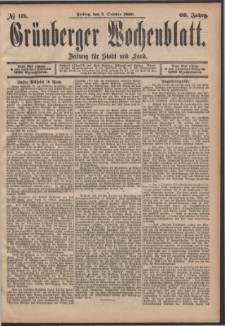 Gr&uuml;nberger Wochenblatt: Zeitung f&uuml;r Stadt und Land, No. 119. (3. October 1890)