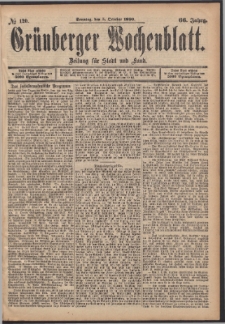 Gr&uuml;nberger Wochenblatt: Zeitung f&uuml;r Stadt und Land, No. 120. (5. October 1890)