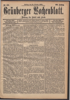 Gr&uuml;nberger Wochenblatt: Zeitung f&uuml;r Stadt und Land, No. 122. (10. October 1890)