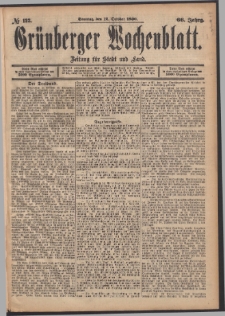 Gr&uuml;nberger Wochenblatt: Zeitung f&uuml;r Stadt und Land, No. 123. (12. October 1890)