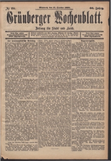 Gr&uuml;nberger Wochenblatt: Zeitung f&uuml;r Stadt und Land, No. 124. (15. October 1890)