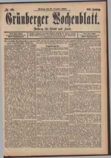 Gr&uuml;nberger Wochenblatt: Zeitung f&uuml;r Stadt und Land, No. 125. (17. October 1890)