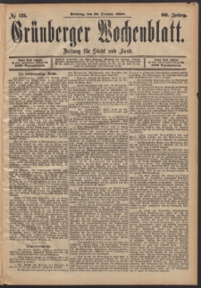 Gr&uuml;nberger Wochenblatt: Zeitung f&uuml;r Stadt und Land, No. 126. (19. October 1890)