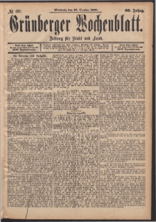 Gr&uuml;nberger Wochenblatt: Zeitung f&uuml;r Stadt und Land, No. 127. (22. October 1890)
