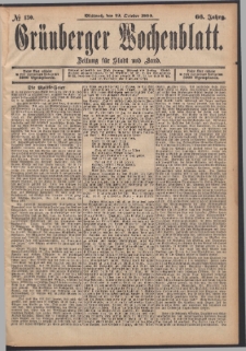 Gr&uuml;nberger Wochenblatt: Zeitung f&uuml;r Stadt und Land, No. 130. (29. October 1890)