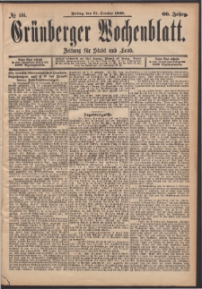 Gr&uuml;nberger Wochenblatt: Zeitung f&uuml;r Stadt und Land, No. 131. (31. October 1890)