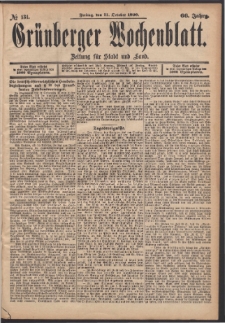 Grünberger Wochenblatt: Zeitung für Stadt und Land, No. 131. (31. October 1890)