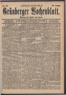 Grünberger Wochenblatt: Zeitung für Stadt und Land, No. 132. (2. November 1890)