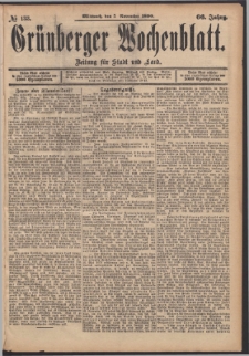 Gr&uuml;nberger Wochenblatt: Zeitung f&uuml;r Stadt und Land, No. 133. (5. November 1890)