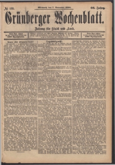 Grünberger Wochenblatt: Zeitung für Stadt und Land, No. 133. (5. November 1890)