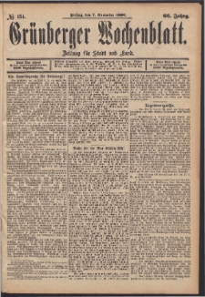 Grünberger Wochenblatt: Zeitung für Stadt und Land, No. 134. (7. November 1890)